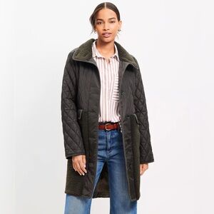 LOFT Quilted Sherpa Funnel Neck Jacket | Cozy Chic Neutral | MP